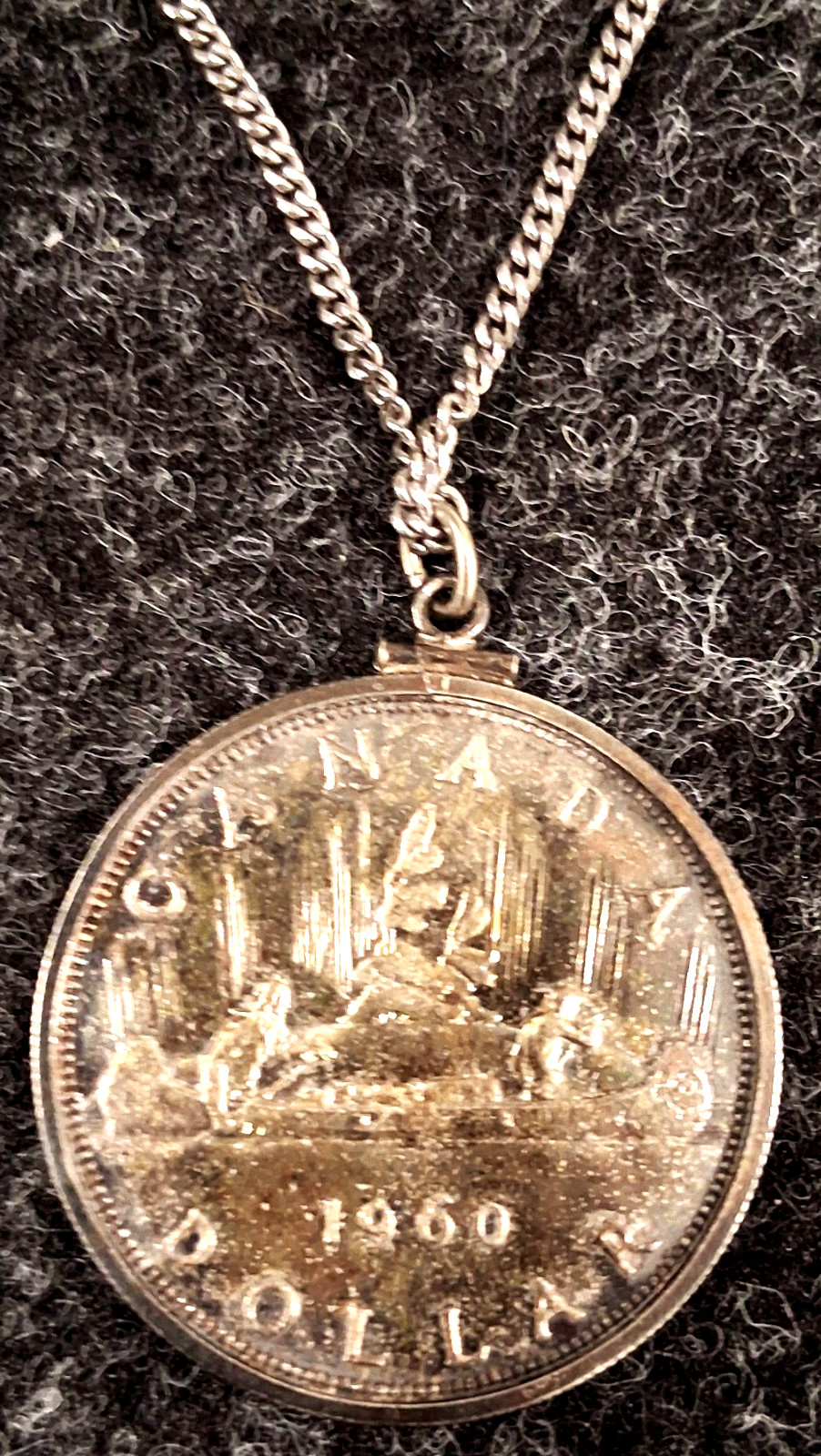 1960 Canada .800 Silver Dollar 1st Portrait Elizabeth II - Chain Necklace