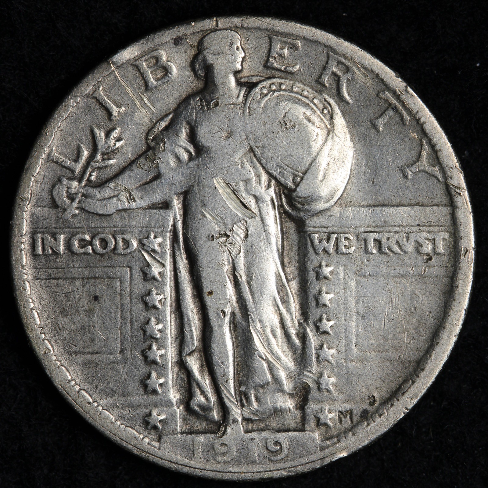 1919 Standing Liberty Silver Quarter FINE E338 TRHK