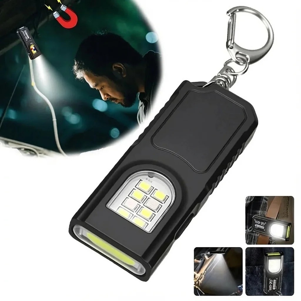 Powerful Mini LED Keychain Flashlight USB Rechargeable Waterproof EDC SOS Light