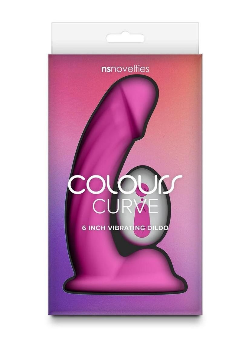 Colours Curve Silicone Vibrating Dildo with Remote Control 6in -Pink