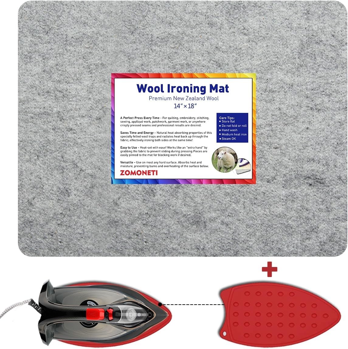 ZOMONETI 18" x 14" Wool Pressing Mat 100% New Zealand Felted 14 x 18