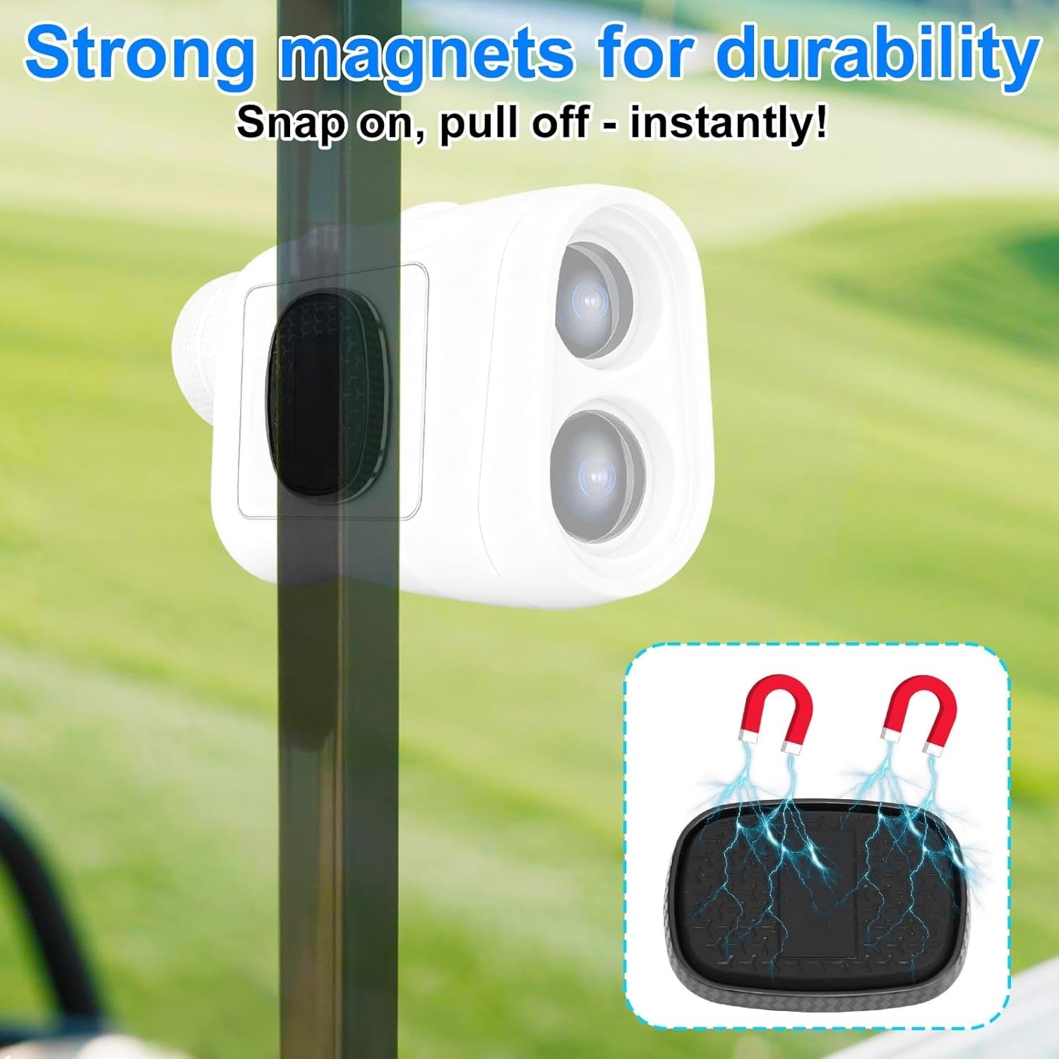 Durable Magnetic Golf Rangefinder Mount with Washers - Black Golf Cart Accessory