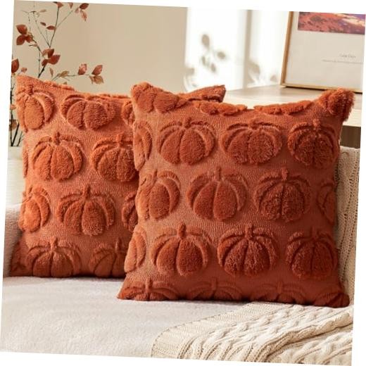Autumn Throw Pillow Covers 18x18 Set of 2 - Rust