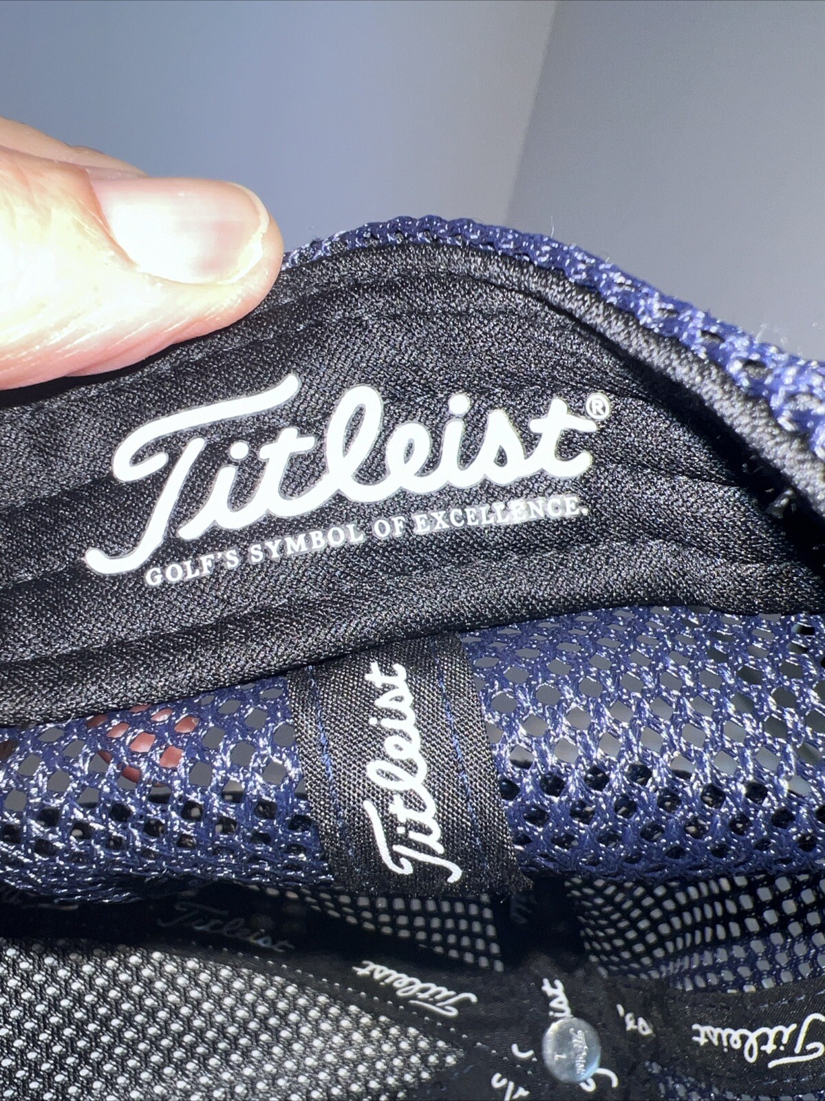 Titleist Script Pristine Red White Blue Hat Cap Hook Loop American Flag EUC