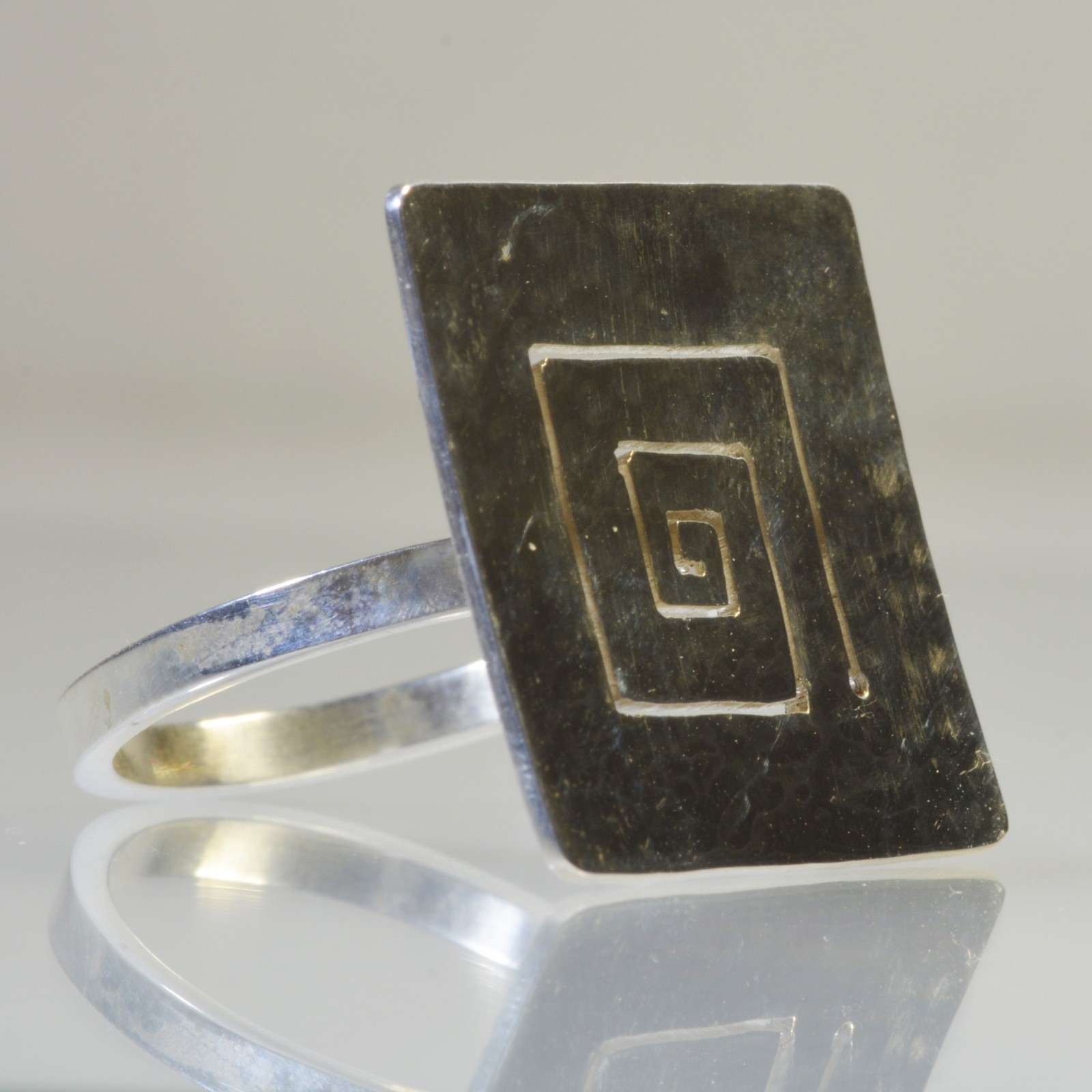 Designer Handmade Sterling Silver Square Ring Size 8