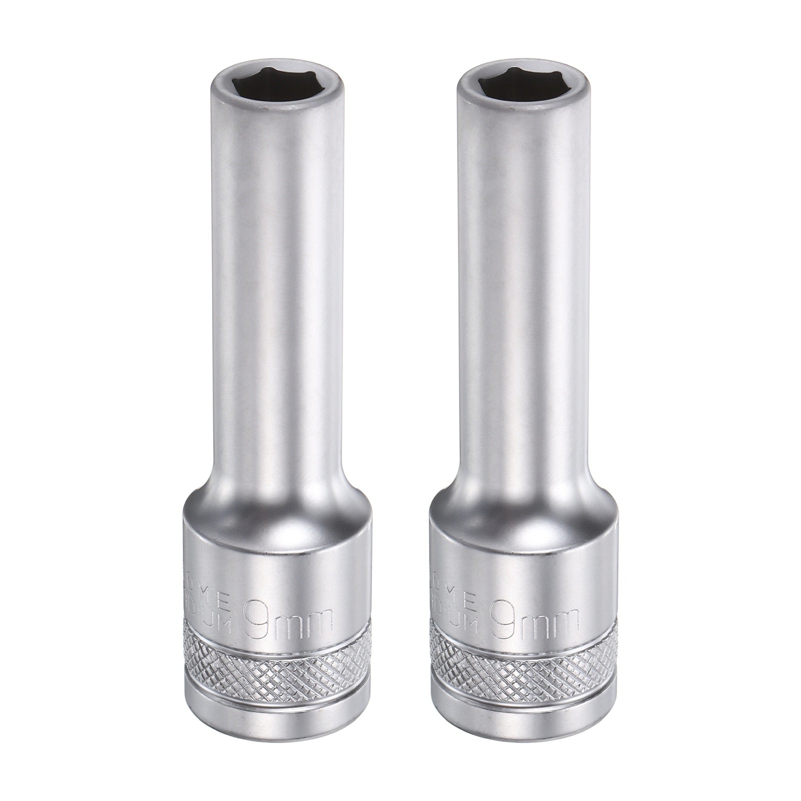 2pcs 6 Points Deep Socket 1/2" Drive 9mm Nickel Plating Hex Socket 3.1" Long