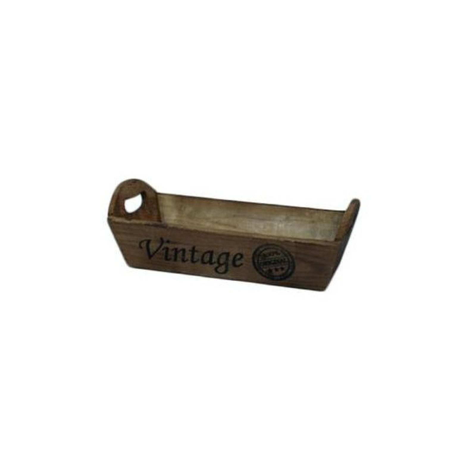Brown With Text- Vintage Handled Wood Crate