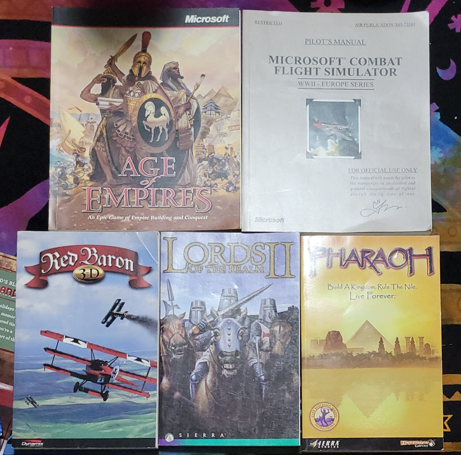 Vintage PC Windows Software Game Manual LOT OF 5 Pharoh~Age of Empires~Red Baron