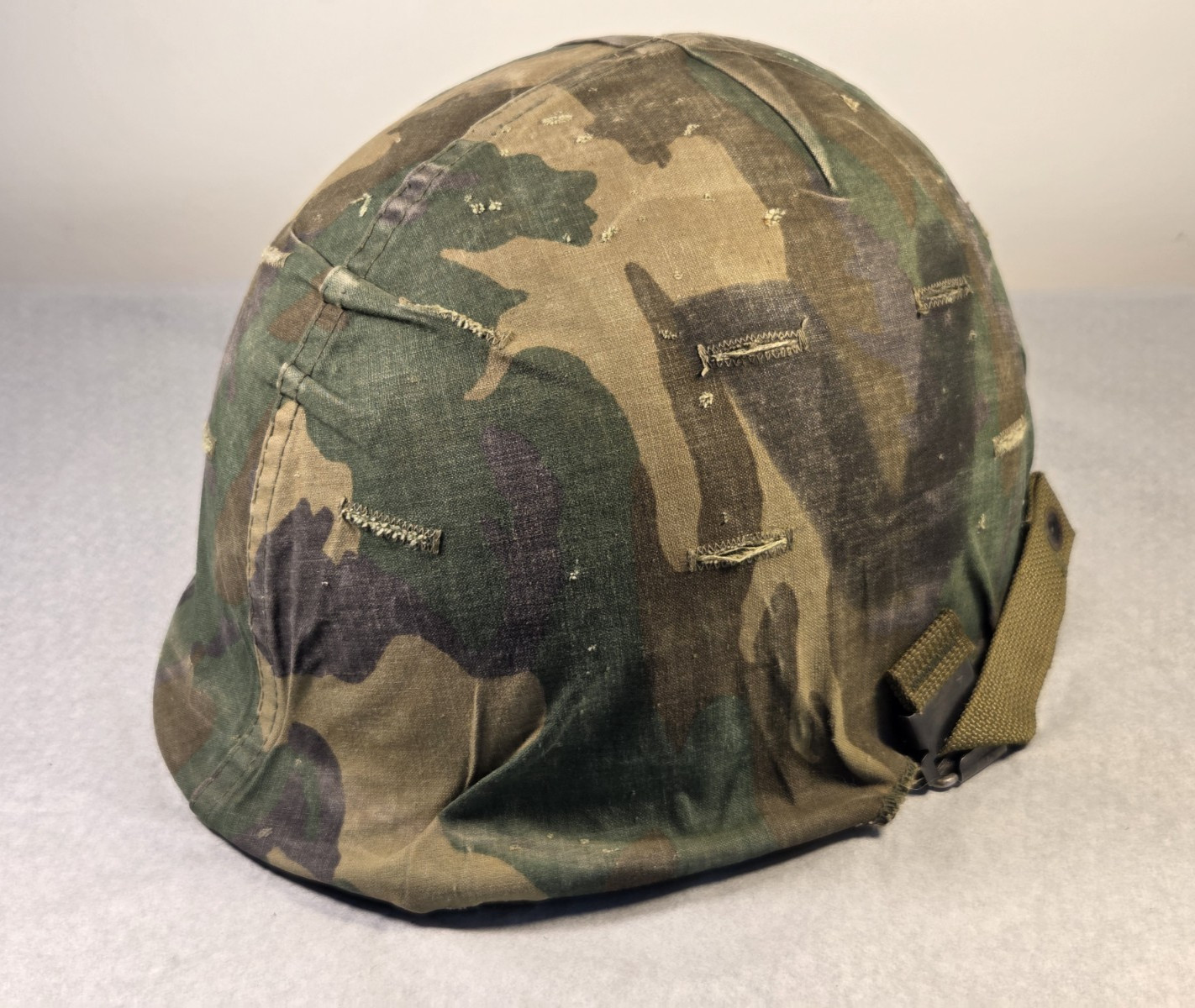 REAL US Military Issue M1 Helmet Steel Pot w/Liner and Camouflage Cover Signed