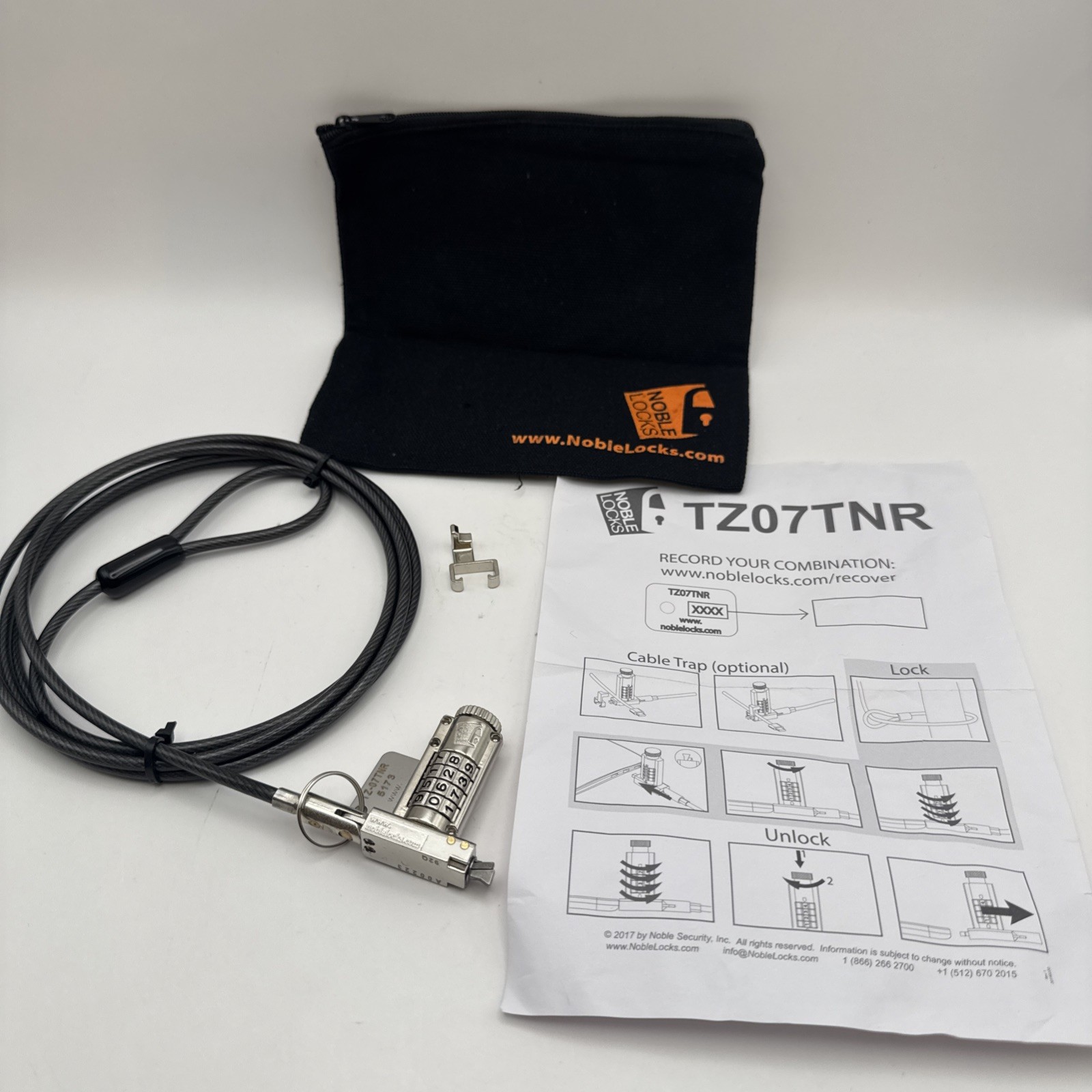 Noble Locks TZ07TNR Compact Non Resettable Combination Wedge Lock W/ Storage Bag