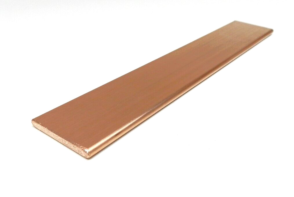 Copper Flat Bar 1/8" x 1" x 6" Length .125" Thick -Pure Copper Bus Bar Half Hard