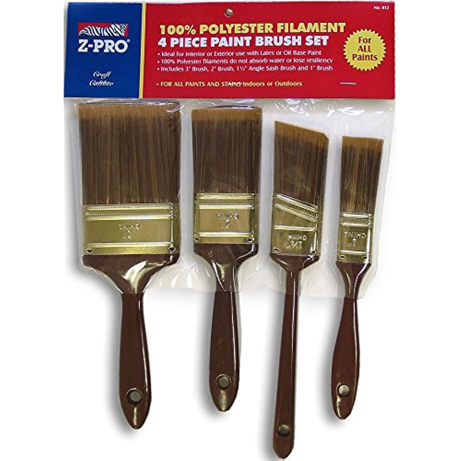 Premier Paint Roller 772303 812Z Promotional Poly Brush Set, 4-Piece