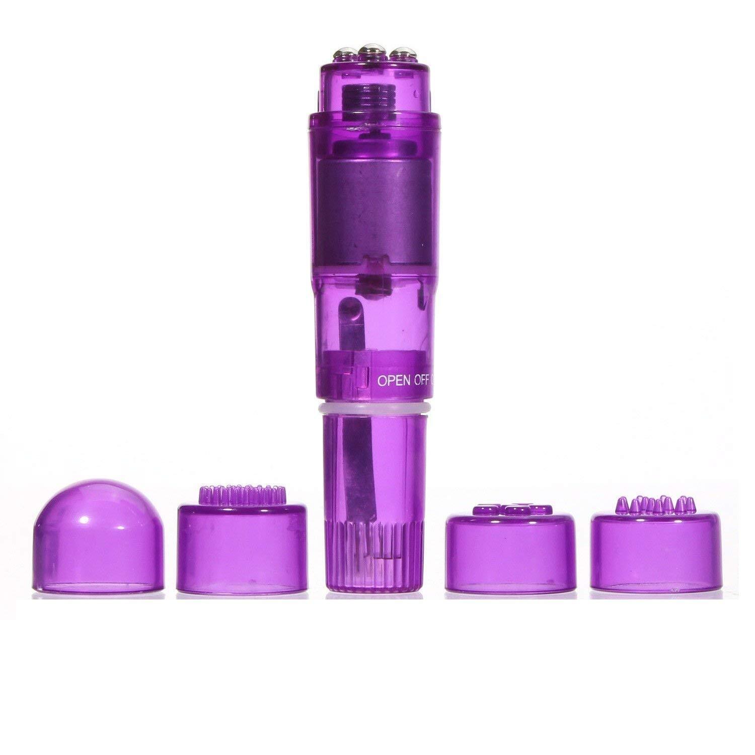 Purple Mini Vibrator Pocket Rocket  Portable Small Massage Body Tool 4 Head