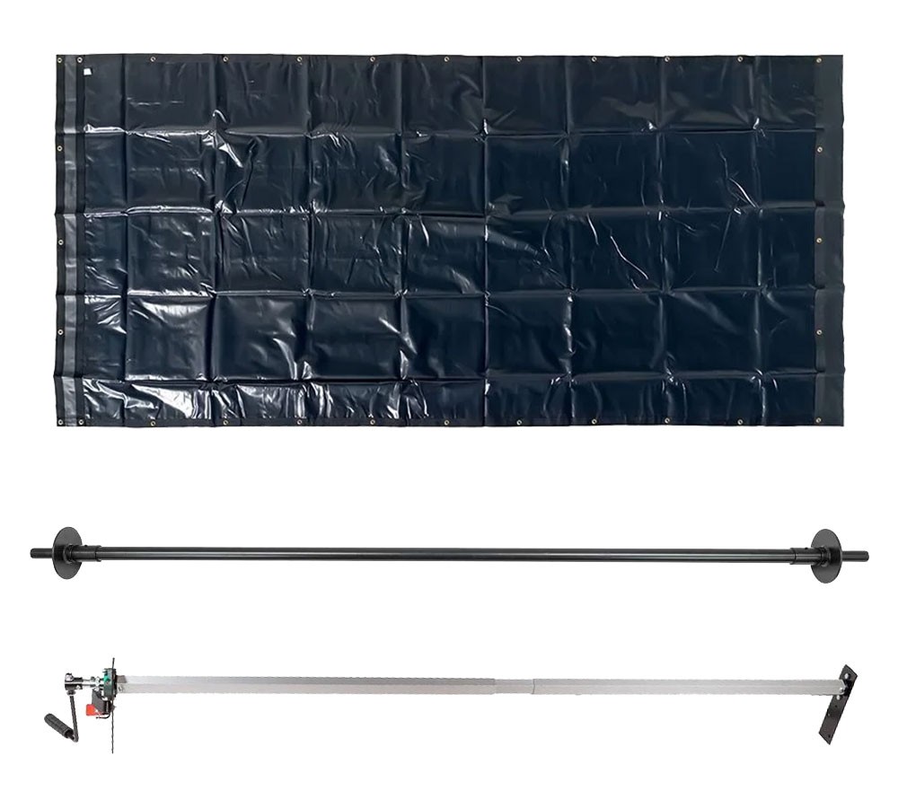 Dump Truck Tarp Kit 7'6"x22' Vinyl Tarp & Manual Tarp Roller, Retention Bow Set