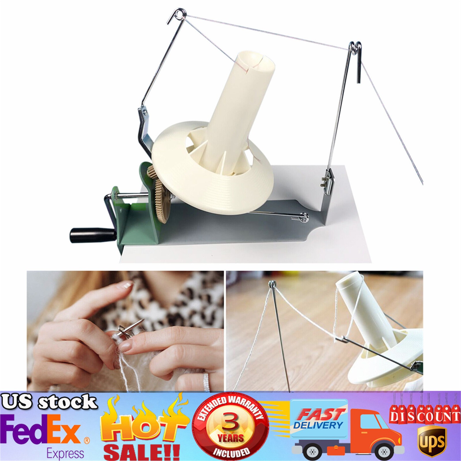 Hand Operated Large Yarn Ball Winder Jumbo Nylon Fiber/Wool/String Ball Winder