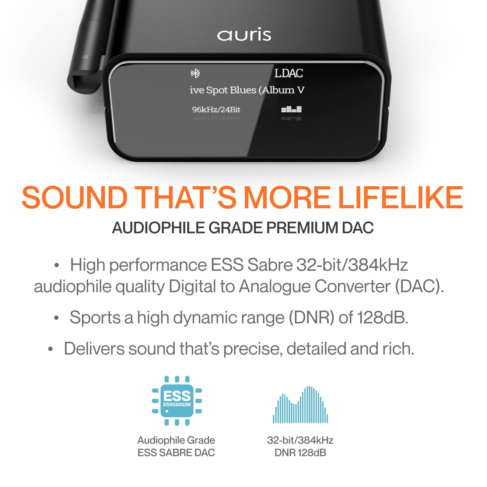 Blume Pro HiFi Bluetooth 5.3 Music Receiver Long Range Bluetooth Adapter with...