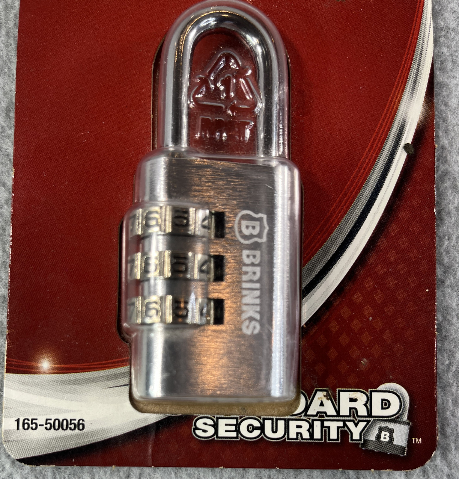 BRINKS 3-Dial Resettable Combo Keyless Easy-to-Use Security Padlock #165-50056