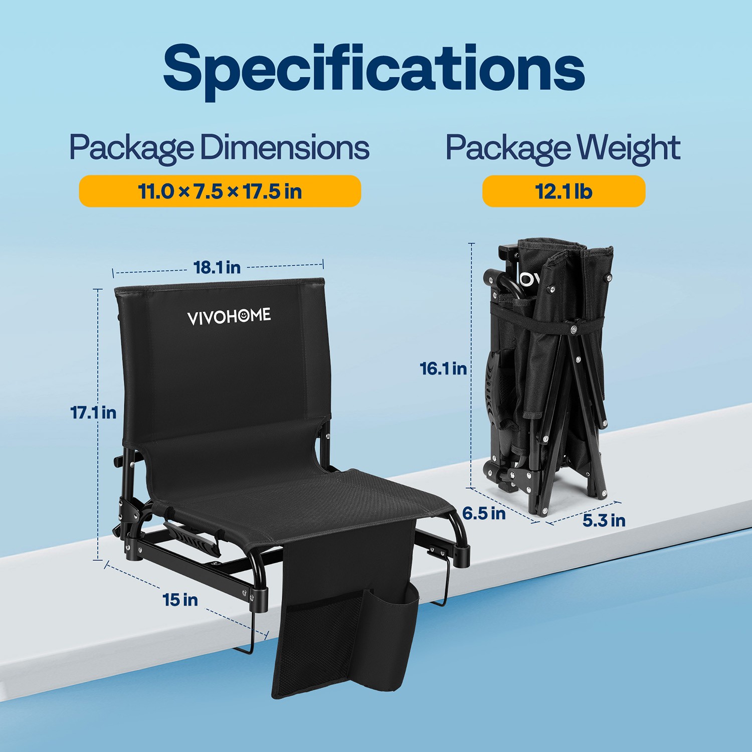 2 Pack Folding Stadium Seats w/ Back Support Portable Bleacher Chairs Cup Holder