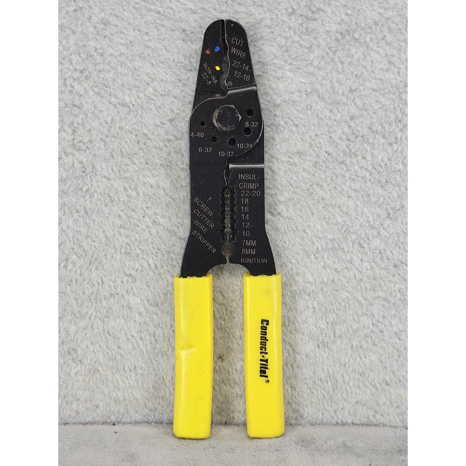 Conduct-Tite Multi-Purpose Wire Stripper Crimper Cutter Tool Yellow Black 8.25"