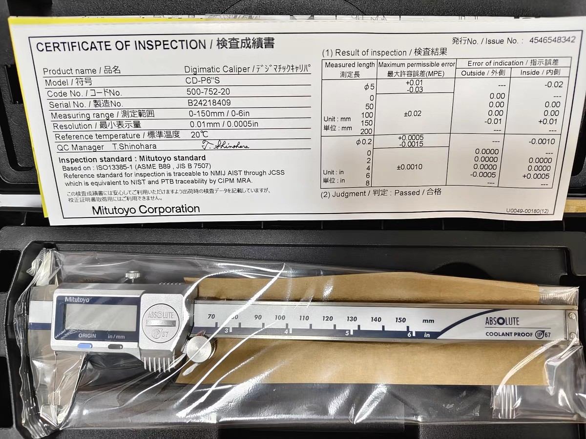 Mitutoyo 500-752-20 Coolant Proof Caliper 0-6"/150mm Range