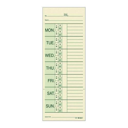 Adams Time Cards for Pyramid 1000 Time Clock, Two Sides, 3.38 x 9, 200/Pack