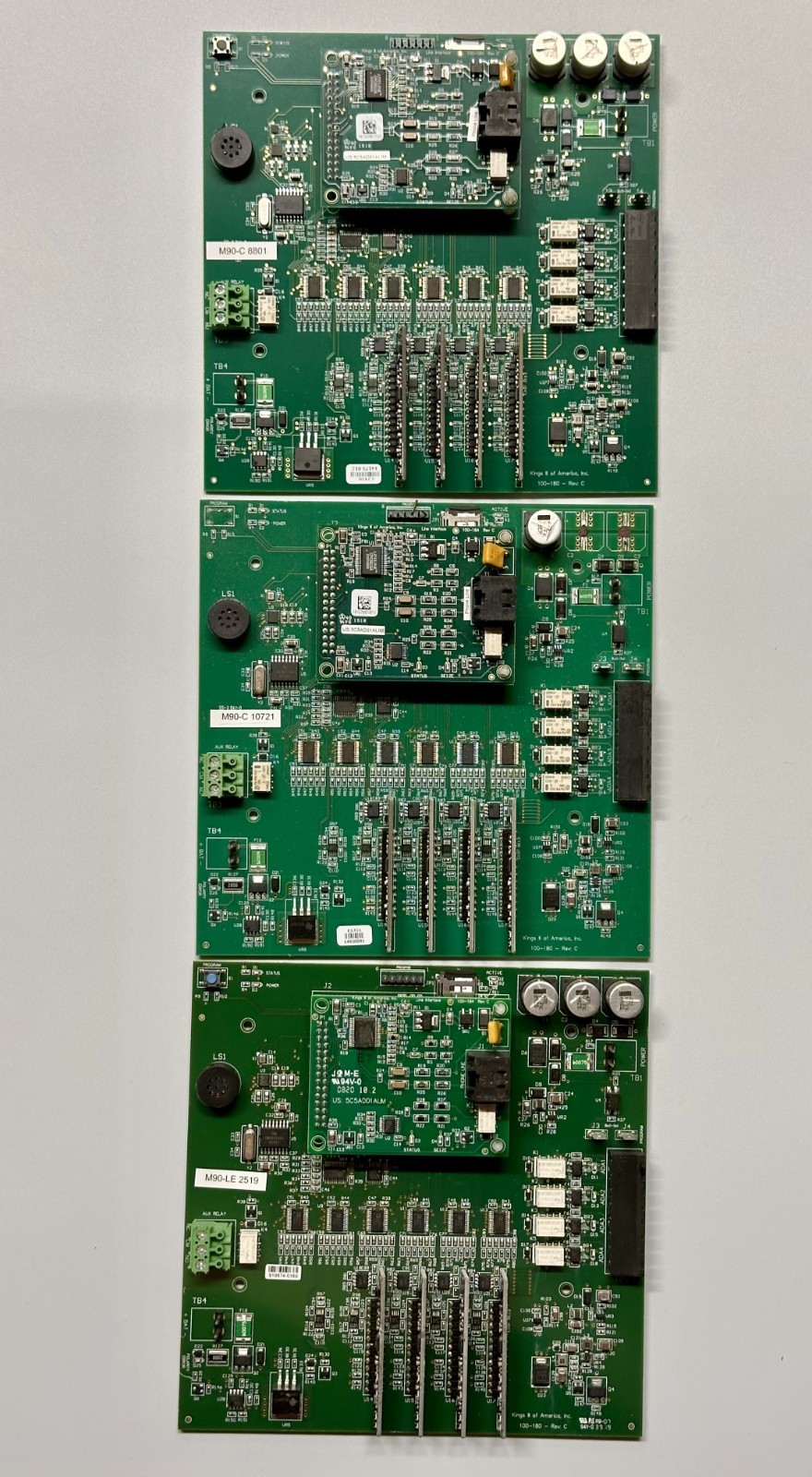 Lot of 3 Kings III M90 Control Boards 100-180 Rev C Industrial PCB Modules