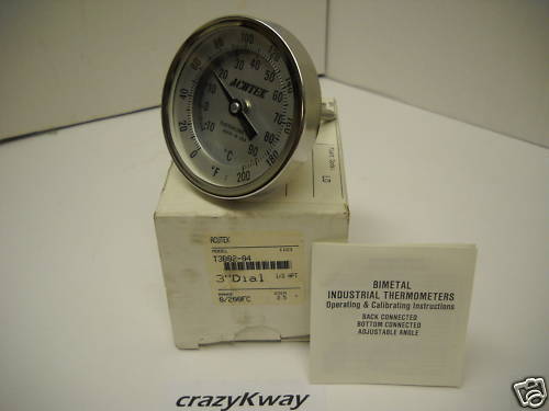 ACUTEK T3B02-04 THERMOMETER 3" DIAL 0-200F / -10-90C 1/2" NPT NEW IN BOX