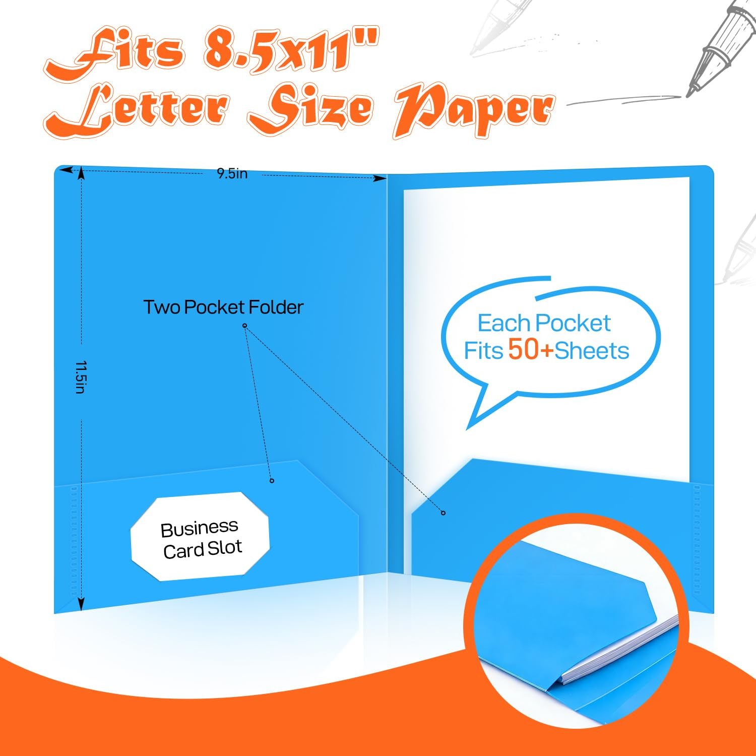 7 Pack Heavyweight Plastic Folders with Pockets, 7 Distinct Letter Size