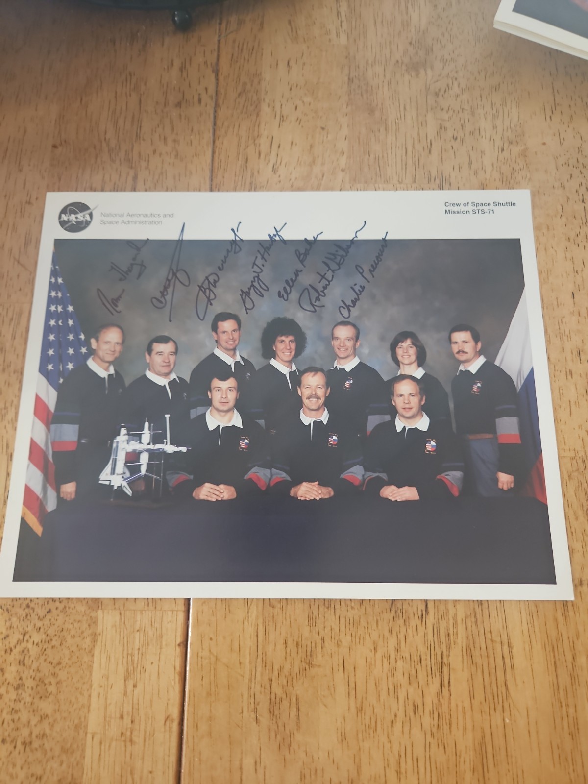 NASA STS-71 Partially Signed Crew Photo