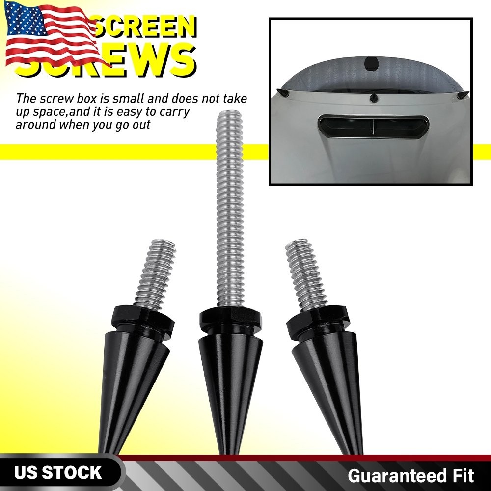 3PCS/Set Windshield Spike Bolts For Harley-Davidson Street Glide 2014-on Black