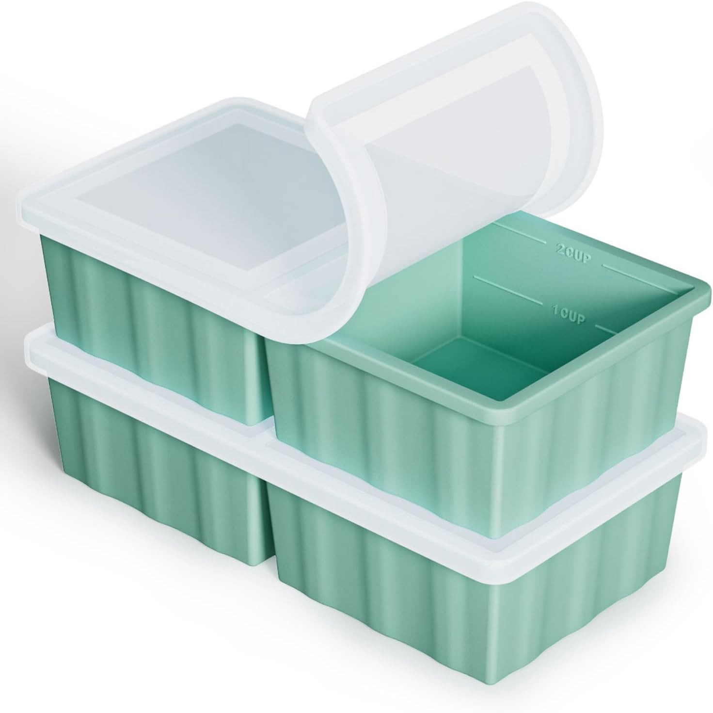 Silicone Freezer Tray for Soup Ice Cubes: 2-Cup Freezing Tray with Lid for