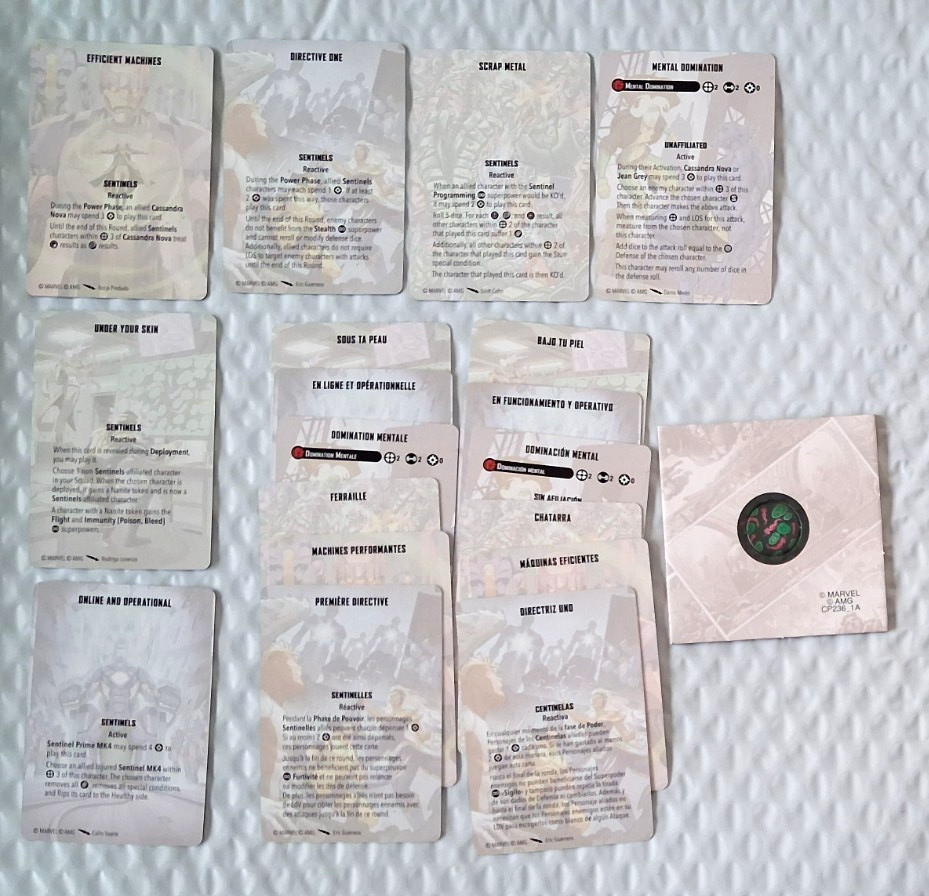 Marvel Crisis Protocol Sentinels tactics cards Sentinels affiliation pack 2026