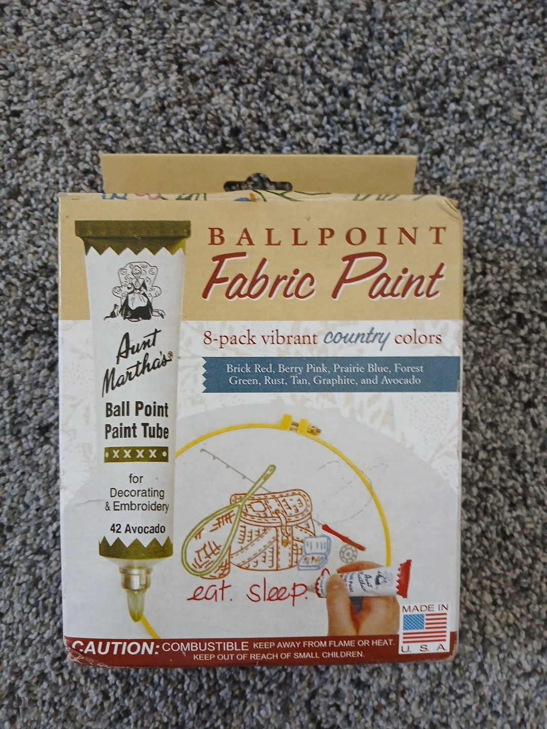 Aunt Martha's Ballpoint Paint Tubes 1oz Tubes Of 8 Country Colors New