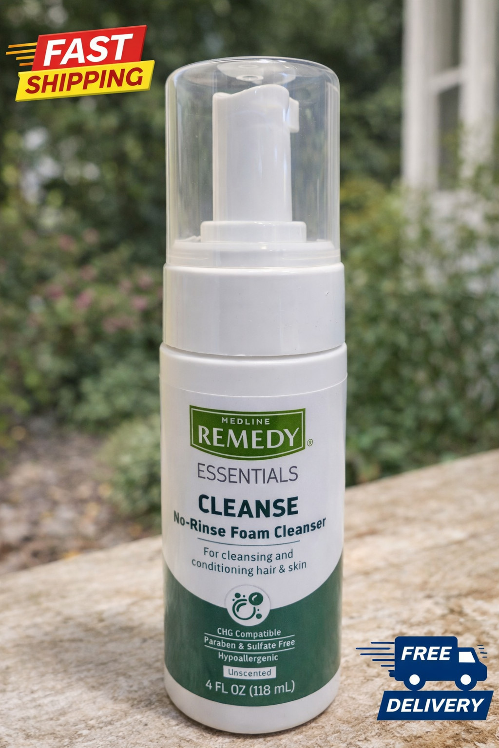 Medline Remedy Essentials CLEANSE Unscented No-Rinse Foam Cleanser 4 fl oz