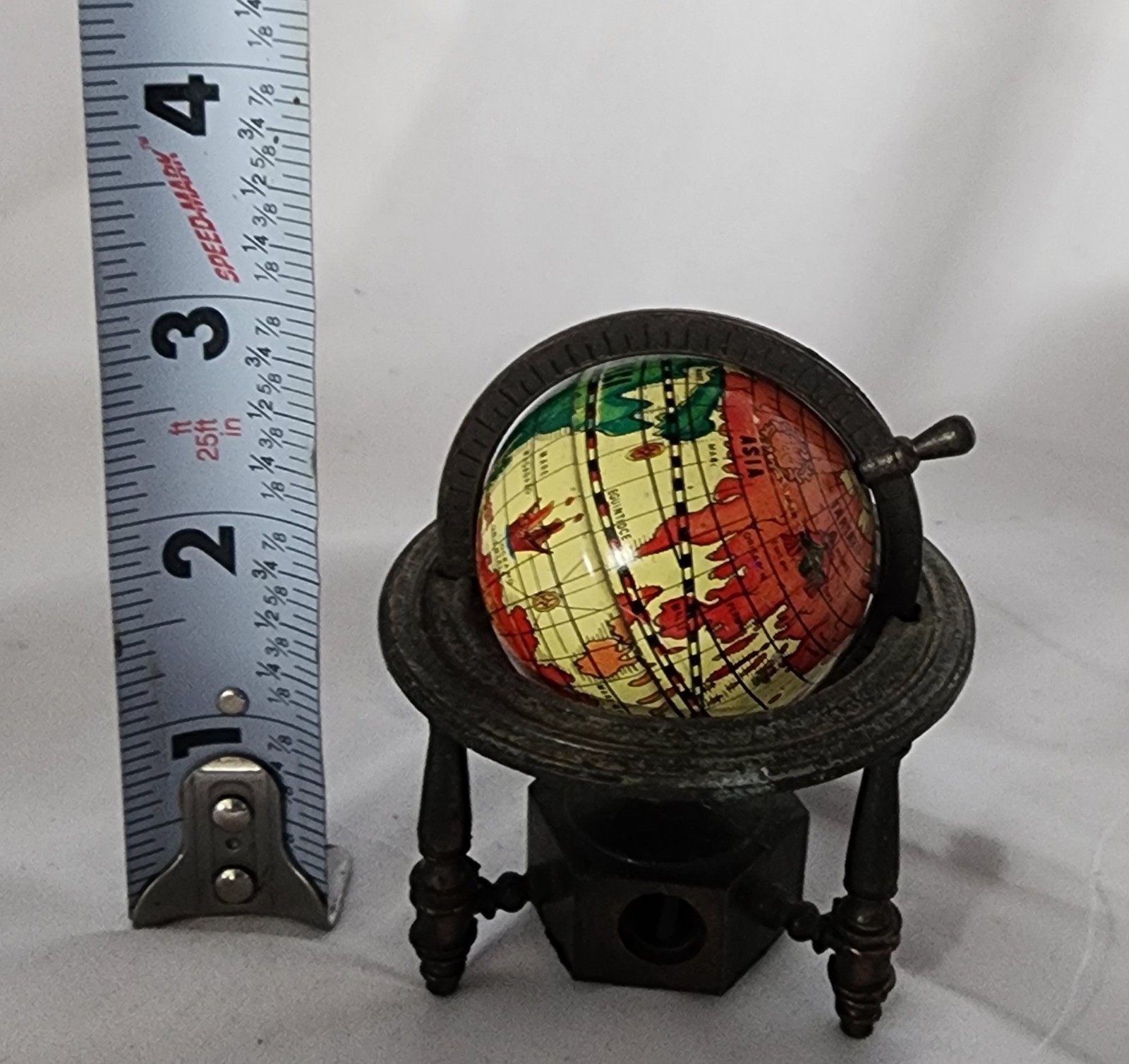 Vintage Globe Metal Pencil Sharpener Collectible