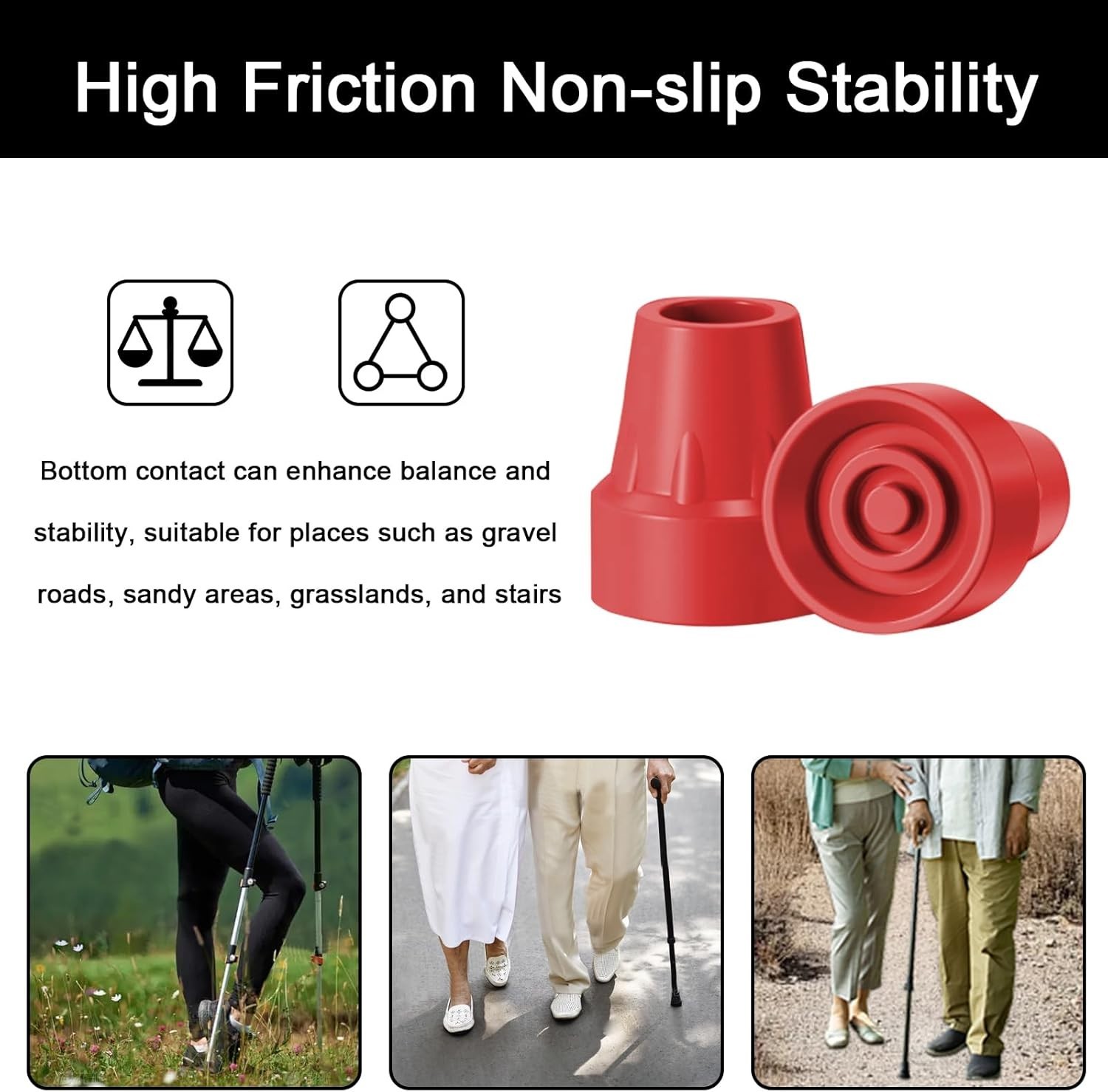 4 Pack Replacement Rubber Cane Tips 3/4 Inch Heavy Duty Rubber Crutch Tips No...