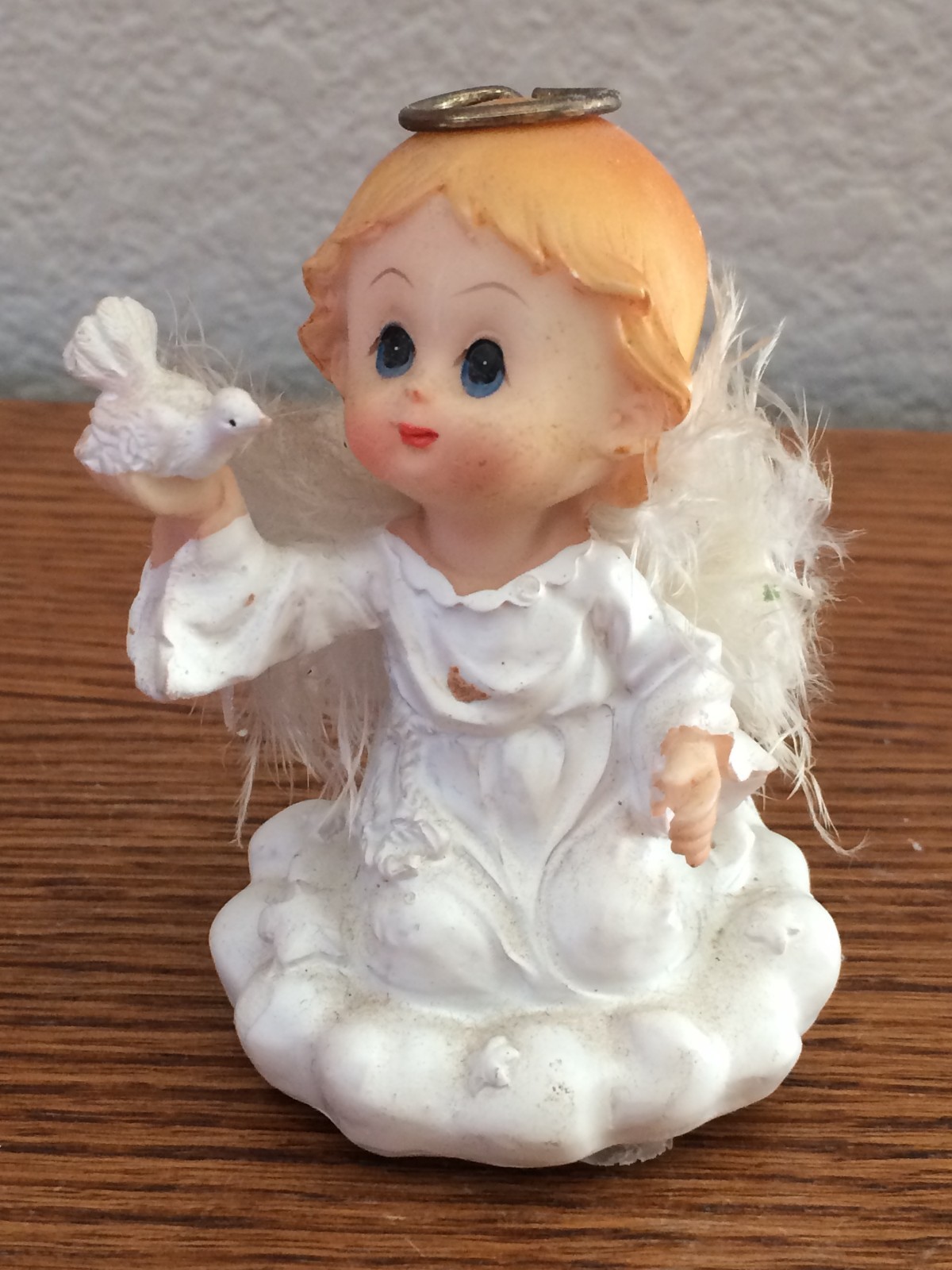 Vintage Baby Girl Angel Holding Dove  Cake Topper Rare! Figurine
