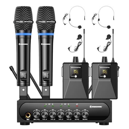 4 Channel UHF Wireless Mic Set with Wireless Microphone System