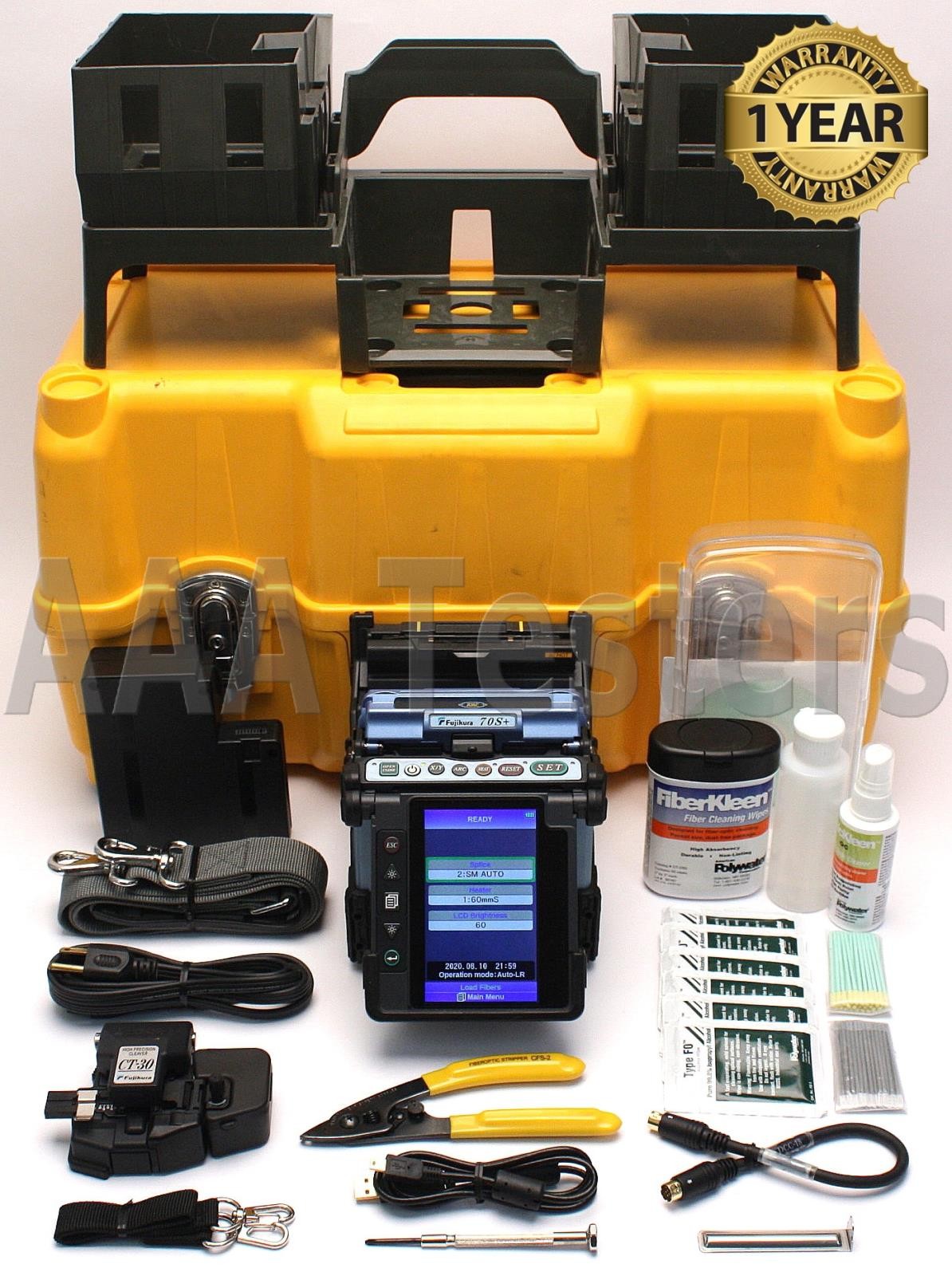 Fujikura 70S+ SM MM Core Alignment Fiber Fusion Splicer w/ CT30 Cleaver FSM-70S+