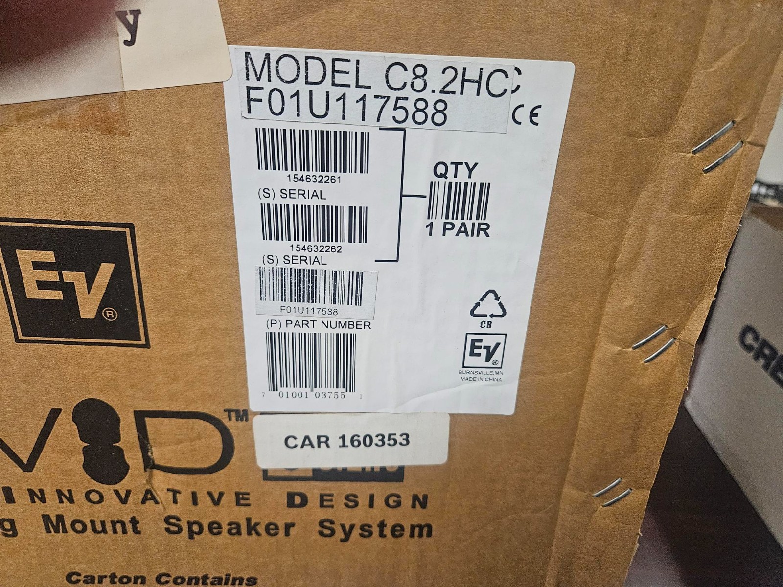 EV Innovative Design (MODEL C8.2HP - PAIR - Ceiling Mount Speaker System