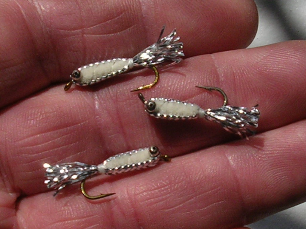 Mylar Minnow - White & Silver - bluegill perch flies