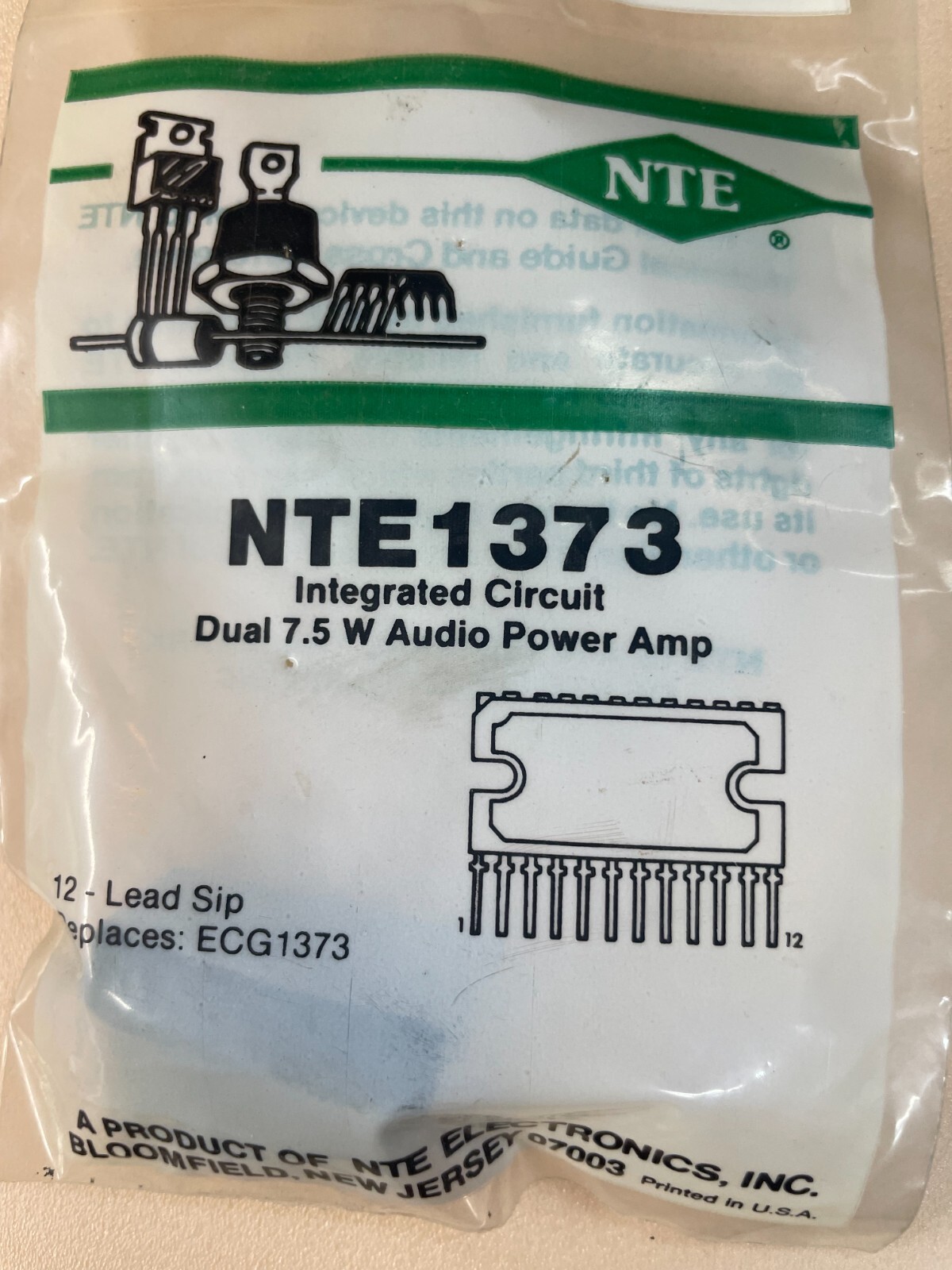 NTE1373 INTEGRATED CIRCUIT DUAL 8.5 W AUDIO POWER AMP