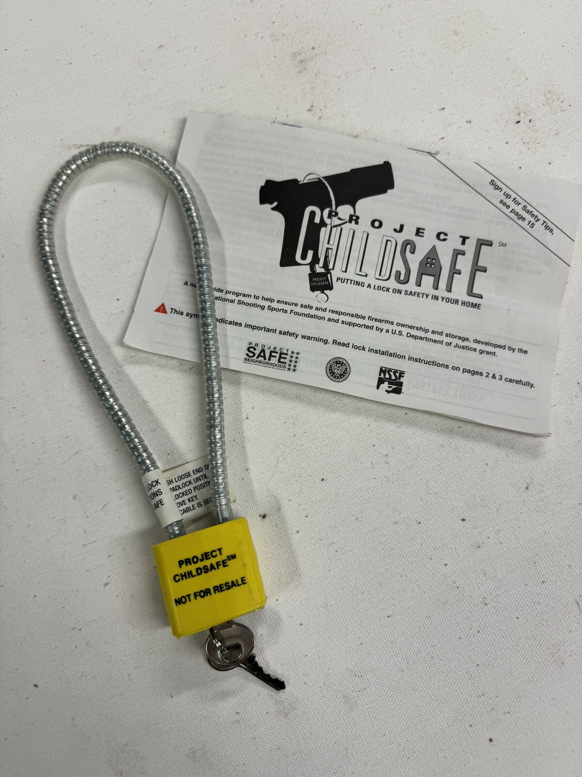 Project Child Safe Cable Gun Lock with 2 Keys New Unused