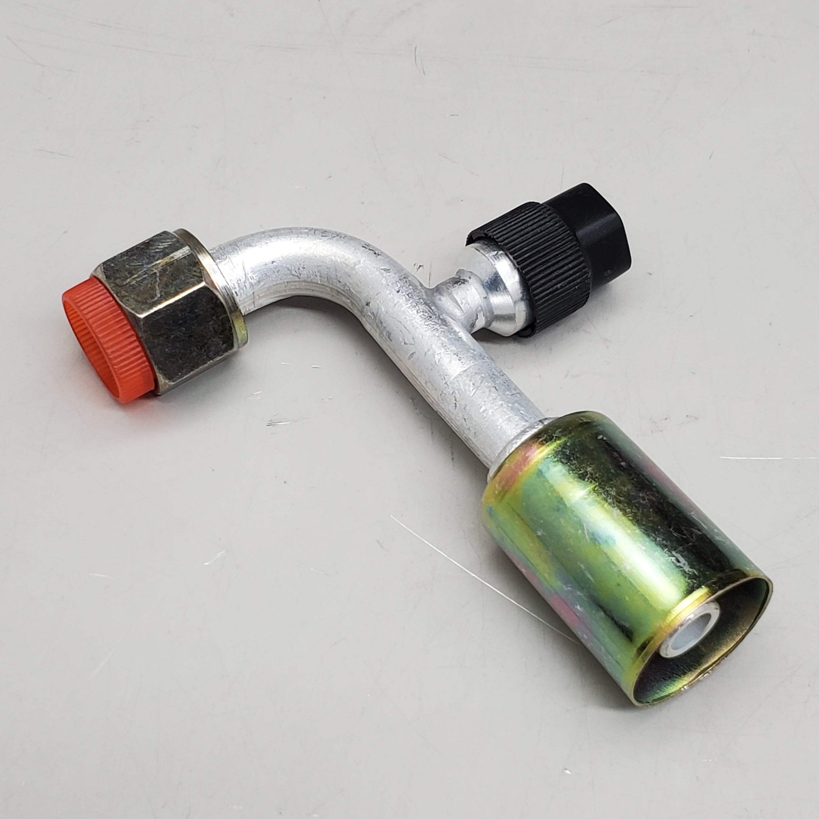 GA Beadlock A/C Fitting Crimp On Female O Ring 90 degree W 1/4" port