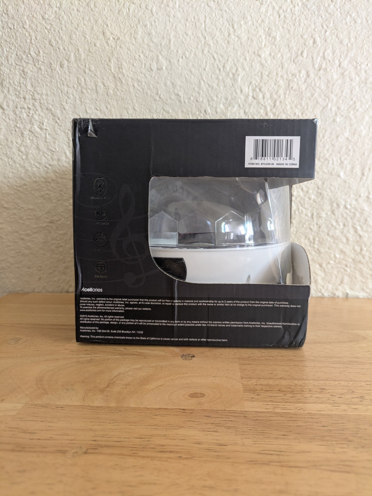 Acelllories Bluetooth Discoball Speaker Portable White