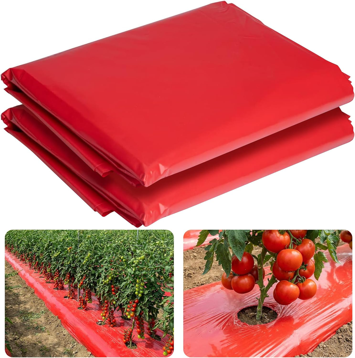 2Pack 4 Mil Embossed Red Mulch Garden Plastic Film, 4Ft X 25Ft Red Agriculture C