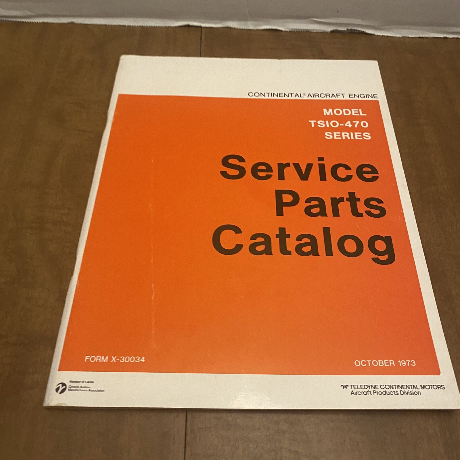 Continental Aircraft Engine Service Parts Catalog TSIO-470 October 1973