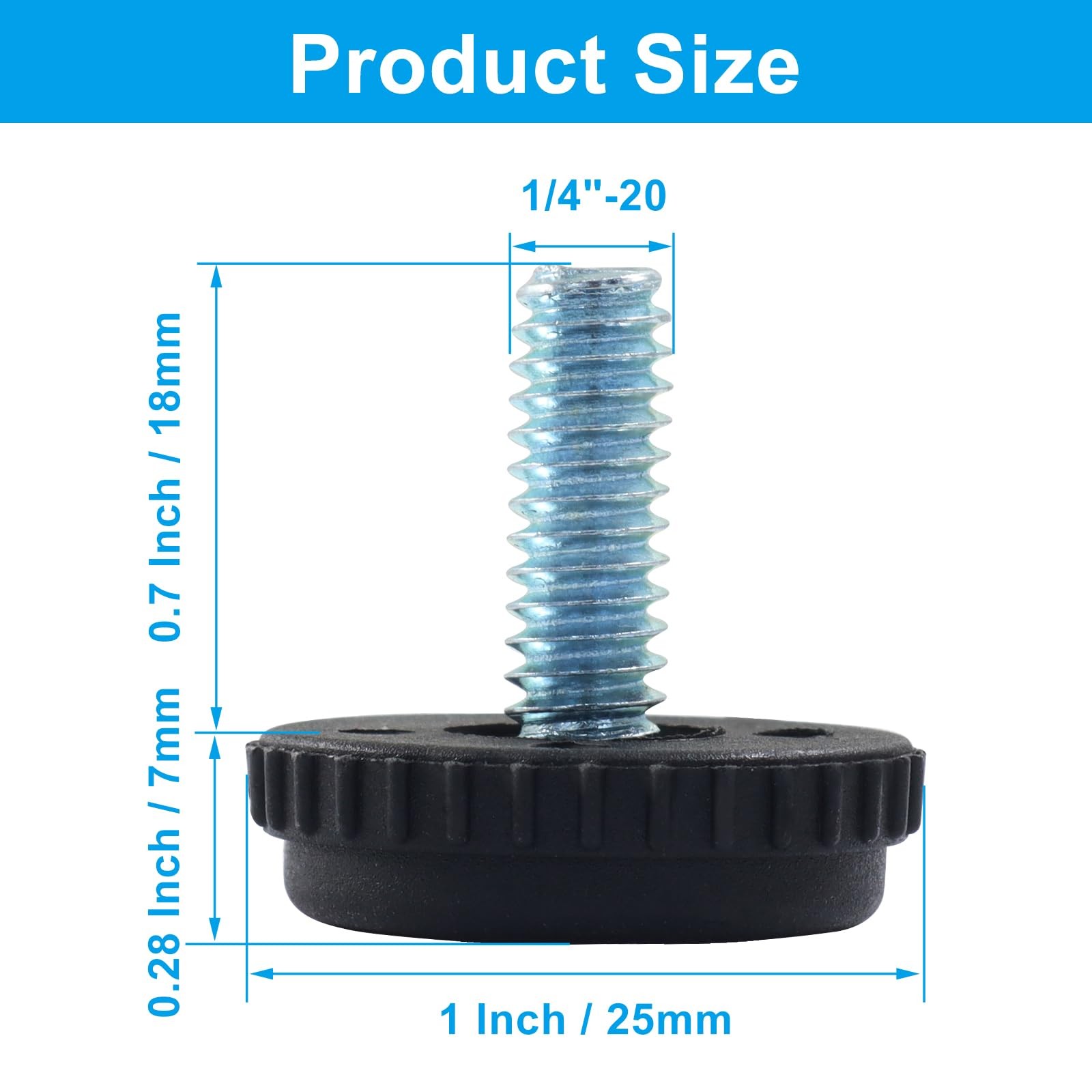 12 Pcs Adjustable Leveling Feet, 1/4-20 Screw in Thread Patio Furniture Level...