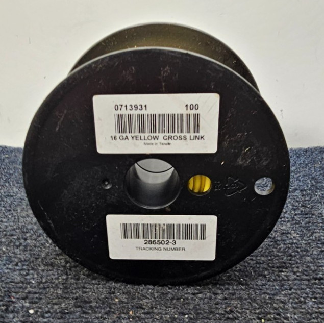 0713931: 100 ft 16 GA Cross Link Primary Wire with 1 Conductor, 50V -Yellow