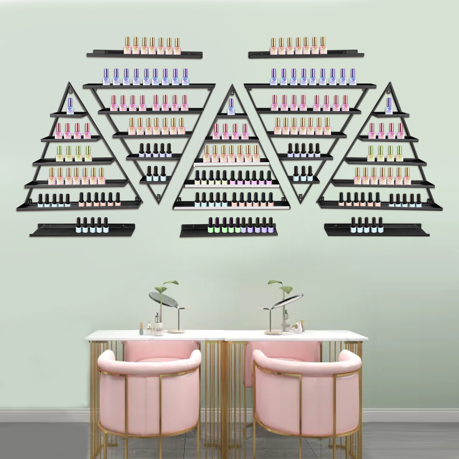 10PCS Triangular Nail Polish Racks, Wall-mounted Nail Polish Racks, 5-tier
